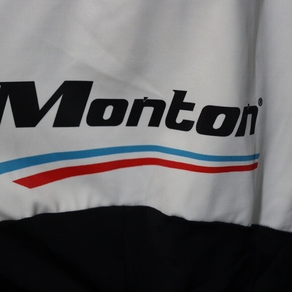 Monton Sports Cycling Bib Shorts Red White Blue Logo Spellout XL Performance - Picture 5 of 14